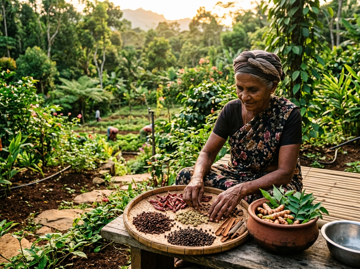 Agricultural harvest and grower in Sri Lanka